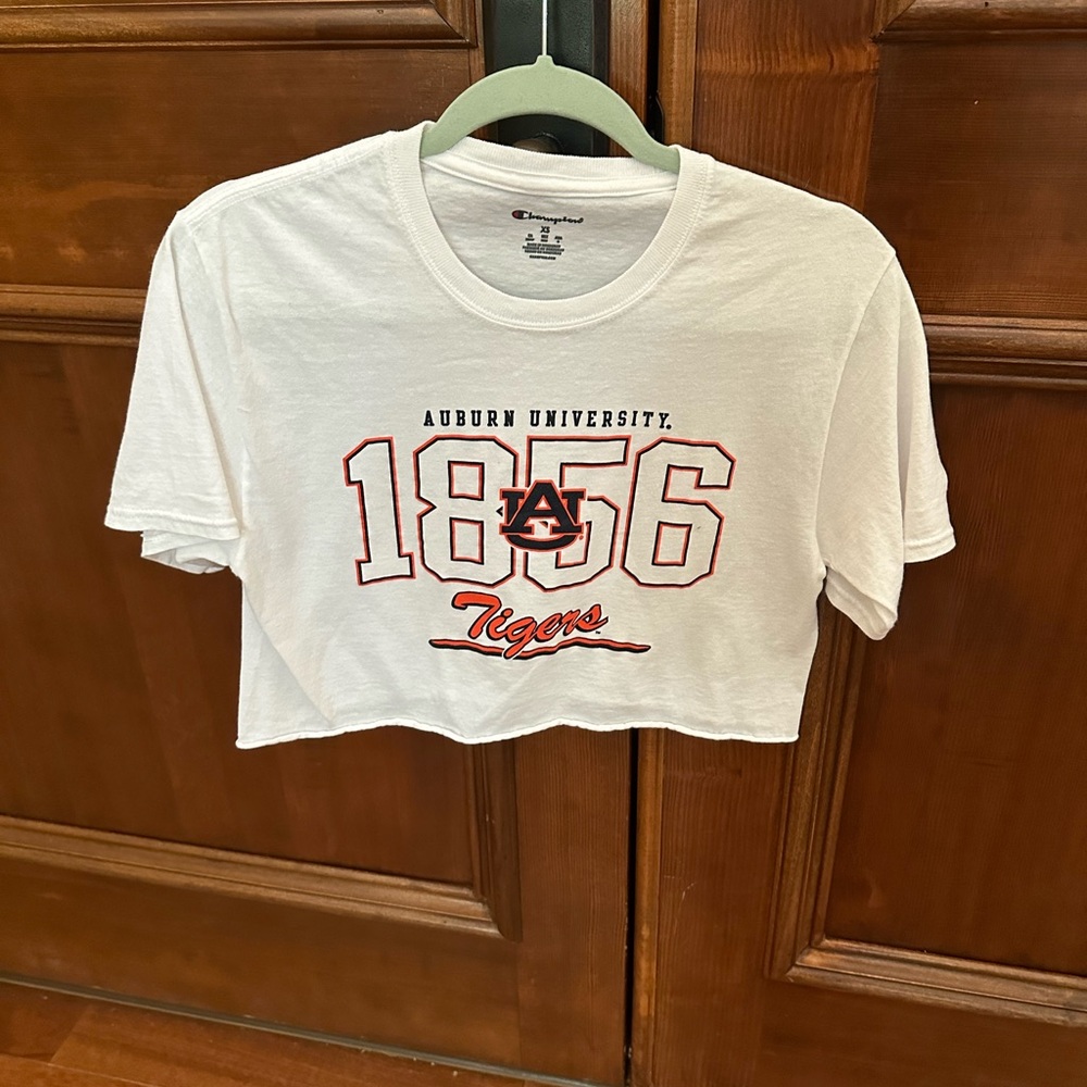 Champion White Crop Top with Red Print